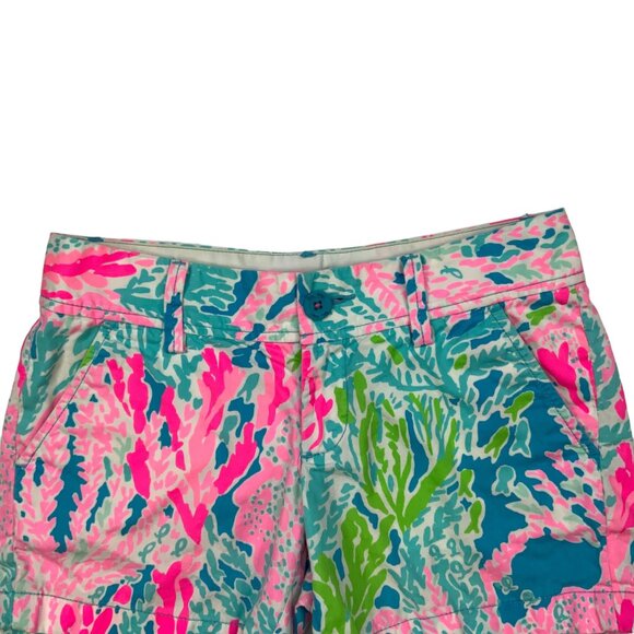 Lilly Pulitzer The Callahan Short 00 Pink Turquoise Let's Cha Cha Coastal Summer - Picture 7 of 12